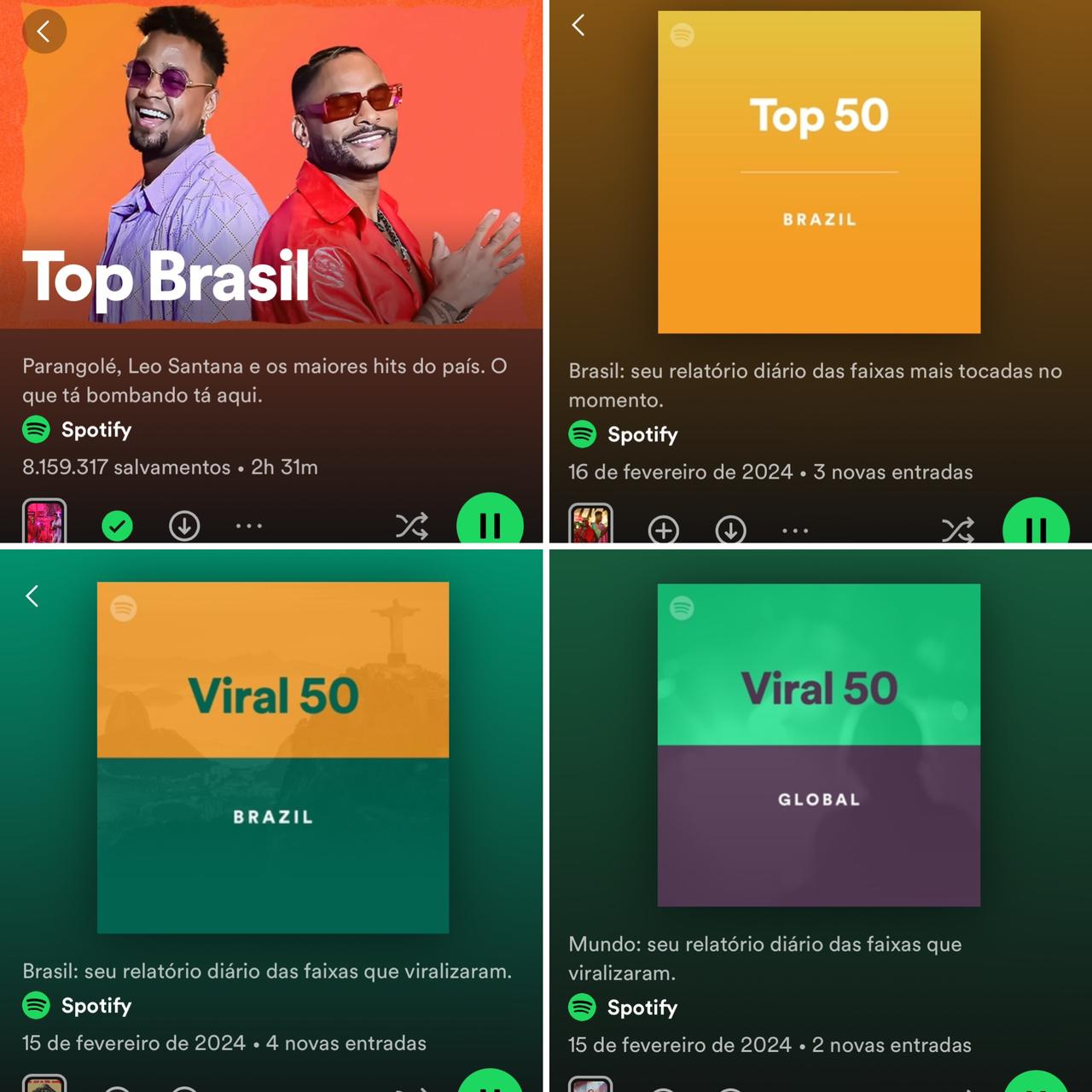 TOP BRASIL: Perna Bamba lidera as principais playlists do Spotify